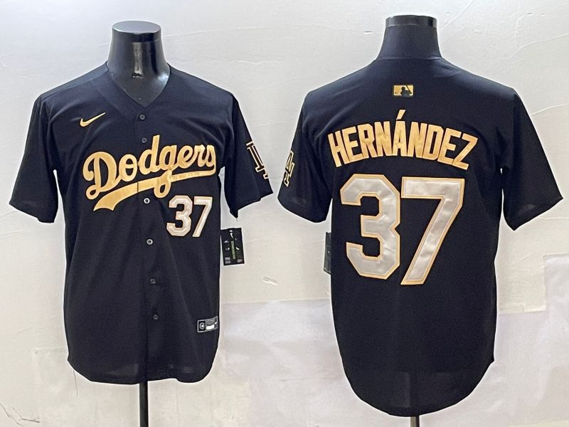 Men Los Angeles Dodgers #37 Hernandez Black Gold Game Nike 2025 MLB Jersey style 1